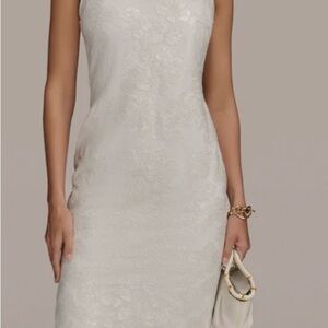 Donna Karan chiffon sequin floral sheath Dress